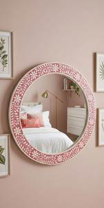 Grand miroir mural bohème élégant fait main avec incrustations florales pour salle de bain et décoration de salon - Product Image 5