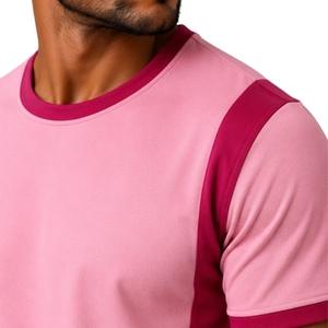 Pink <b>And</b> Fuchsia <b>Mens</b> T <b>Shirt</b> <b>Shorts</b> <b>Set</b> Crew Neck <b>Short</b> Sleeve Top Cargo Pocket Drawstring <b>Shorts</b> Casual Sportswear Outfit - Product Image 4