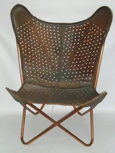 Vintage Leather Butterfly <b>Chair</b> Handmade Accent Lounge <b>Chair</b> Metal Legs Living Room Hotel Furniture - Product Image 4