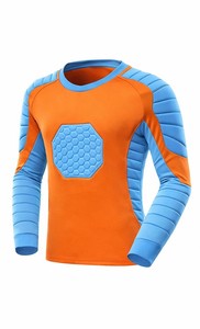 Maillot de football rembourré orange et bleu pour homme, manches longues, col rond, ajusté, en polyester, imprimé géométrique - Product Image 6