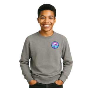 Sweat-shirt à col rond gris chiné pour garçons, pull décontracté à manches longues, streetwear quotidien, vêtement confortable pour un style de vie actif - Product Image 1