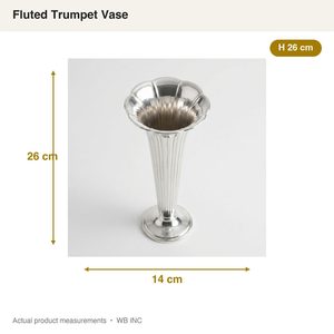 Jarrón de Trompeta Acanalado de Latón y Acero Inoxidable Hecho a Mano de 26 cm, Pulido a Espejo Plateado, para Decoración del Hogar, Hoteles, Bodas, Centro de Mesa - Product Image 5