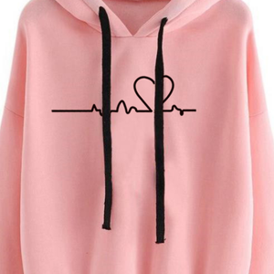 Sudadera con Capucha Unisex Color Borgoña con Estampado de ECG de Corazón, Algodón French Terry, Estilo Casual para Otoño - Product Image 5