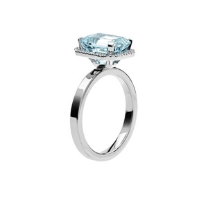 <b>Emerald</b> Cut Blue Topaz 925 Sterling <b>Silver</b> White Gold Plated Luxury Engagement <b>Ring</b> for Women Wedding Anniversary & Party - Product Image 2