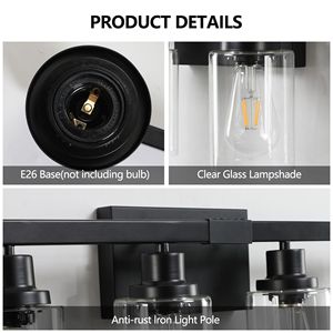 51\" Modern Iron Metal Bathroom <b>Vanity</b> <b>Light</b> Black 8 <b>Light</b> Wall Fixture with Clear Glass Shades for <b>Mirror</b> Bathroom - Product Image 6