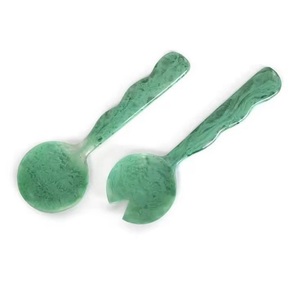 Meilleure Vente : Ensemble de Couverts à Salade Faits Main en Résine avec Poignée Perlée – Cuillère et Fourchette à Salade en Résine Unique à Motif Tourbillonnant – Ustensiles de Cuisine - Product Image 4