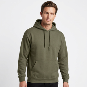 Sweat-shirt à capuche surdimensionné vert olive pour homme et femme, pull à capuche uni en tricot 100% coton non tissé pour l'hiver - Product Image 6