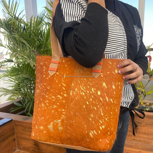 Multifunctional Fashion Hair-On Metallic Recycled Leather Luxury Tote Bag Colorful Leather <b>Lady</b> Handbags Shoulder Bag for Women - Product Image 2