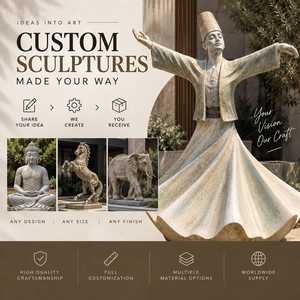 Sculpture de Derviche Tourbillonnant, Grande Statue de Jardin Extérieur, Figurine de Danseur Sufi Mevlevi, Monument Artistique Mystique Tournant, Art Architectural - Product Image 2
