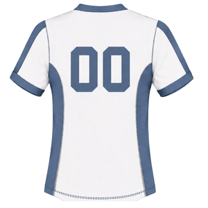 Camiseta de Rugby Blanca y Azul Rey, Manga Corta, Cuello en V, Uniforme de Equipo Personalizado, Transpirable, para Entrenamiento Deportivo - Product Image 2