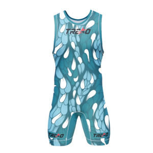 Custom Aqua Blue Water Splash <b>Wrestling</b> <b>Singlet</b> for <b>Men</b> Sublimation Team Competition Uniform Personalized Logo OEM Sportswear - Product Image 1