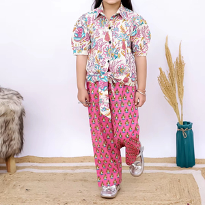 ชุดเสื้อผ้าเด็กคอลเลกชั่นฤดูร้อนสำหรับเด็กผู้หญิงเสื้อเชิ้ตลำลองแขนสั้นสีทึบสำหรับเด็กอายุ1-12ปี - Product Image 1