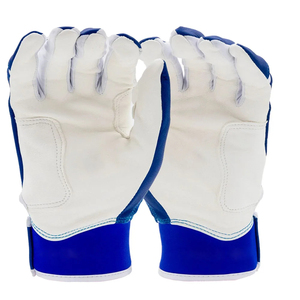 Guantes de Béisbol de Cuero Blanco y Azul Rey |   Guantes de Bateo Personalizados con Agarre Óptimo, Ajuste Cómodo y Costuras Reforzadas - Product Image 3