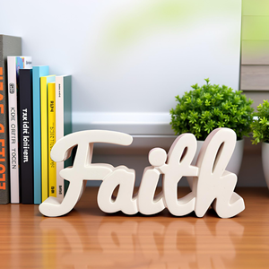 ของตกแต่งไม้เคลือบสีขาวสำหรับห้องนั่งเล่น  งานแฮนด์เมด  ของตกแต่งโต๊ะ  ของตกแต่งห้องที่มีเอกลักษณ์เฉพาะตัว  สร้างแรงบันดาลใจด้วยความเชื่อในตัวเอง - Product Image 1