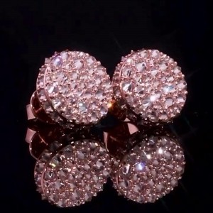 10mm Inverted Moissanite <b>Stud</b> Cluster Earrings D Color VVS1 Round Cut <b>Silver</b> Solid 10K Real Rose Gold Hip Hop Earrings Wholesale - Product Image 1