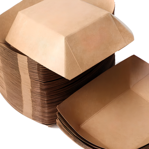 Bandeja de Papel Kraft Ecológica para Servir Alimentos, Bandeja Desechable para Papas Fritas, Pollo, Bocadillos y Comida para Llevar - Product Image 2