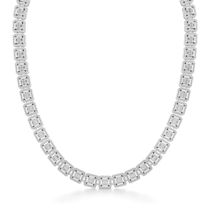 10K Yellow Gold Lab Grown Emerald Cut Diamond <b>Necklace</b> 15.8 CTW IGI Certified Rhodium Plated Luxury Tennis Chain <b>Statement</b> Fine - Product Image 1