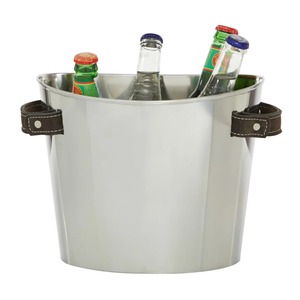 Seau à glace en bois brun avec couvercle, bac à boissons rond avec pelle en acier inoxydable - Product Image 6