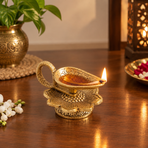 Brass Diya Decorative Oil Lamps for Diwali Puja Home Decor <b>Prayer</b> Festival Gift Handmade Indian Brass Diya Manufacturer Diwali - Product Image 4