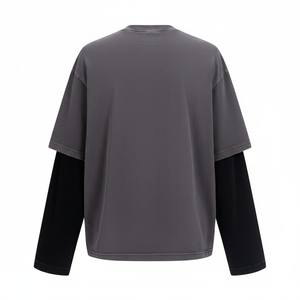 เสื้อยืดทรงบ็อกซี่ผู้ชายแบบสั่งทำพิเศษ 270gsm ผ้าฝ้าย 100% ลายตัวอักษรแบบเป็นทางการ แขนยาว ชุดเสื้อยืดสองชิ้น - Product Image 3