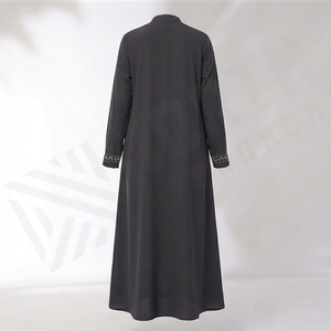 2025 OEM Kimono Abaya pour femmes musulmanes, en tissu polyester épais, doux et très extensible, col en V, manches longues, pour fêtes, Ramadan, mariages - Product Image 2