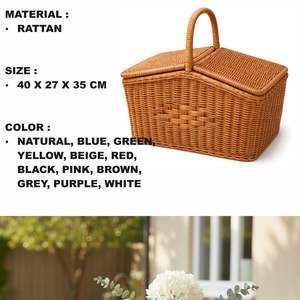 Cesta de mimbre artesanal para pícnic - Product Image 2