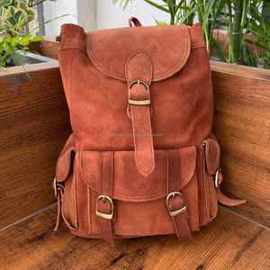 Large Capacity Suede <b>Leather</b> Backpacks for <b>Men</b> & Women School <b>Bags</b> Vintage Drawstring Daypack High Quality Laptop Backpack <b>Bags</b> - Product Image 3
