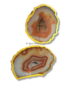 Light <b>Blue</b> Onyx Crystal <b>Coasters</b> Gold Electroplated Buy Wholesale <b>Blue</b> Agate Slice <b>Coaster</b> Agate <b>Coaster</b> for Home Decoration - Product Image 6