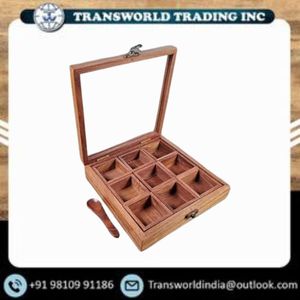 Handmade Wooden Spice Box Masala Dabba Natural Wood Kitchen <b>Storage</b> Container for Spices Seasonings and Masalas For Sale - Product Image 4