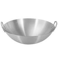Wajan Bawah Lebar Tradisional Diameter Besar Tahan Suhu Tinggi Bahan Stainless Steel Kapasitas 20L Gagang Kayu Aman untuk Mesin Cuci Piring
