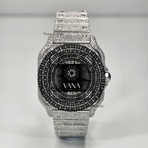 Montre de luxe en acier inoxydable sertie de moissanite VVS, testée au diamant, pour homme, style hip-hop - Product Image 4
