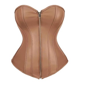 Women's PU Leather <b>Corset</b> <b>Shapewear</b> Firm Control Zipper Front Tummy Control Daily Wear Adult Size - Product Image 1