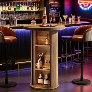 Table de bar ronde haute avec espace de rangement, table basse - Product Image 4