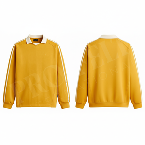 Sudadera Polo Deportiva Casual de Manga Larga con Rayas en Contraste, Corte Holgado, para Otoño e Invierno, Cómoda - Product Image 2