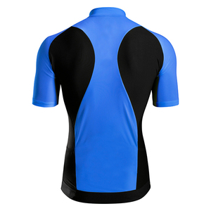 ชุดเสื้อเจอร์ซีย์ปั่นจักรยานและกางเกงขาสั้นสำหรับผู้ชาย สีน้ำเงินแต่งสีดำ แขนสั้น ชุดปั่นจักรยานมืออาชีพ - Product Image 3
