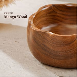 Bol de service en bois de manguier de qualité supérieure, fait main, pour salade et fruits, décoratif, écologique, idéal pour la cuisine et la table, cadeau écologique - Product Image 3