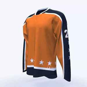 Camiseta de hockey sobre hielo de manga larga, tela deportiva con control de humedad, logotipo personalizado, ropa de equipo, en venta. - Product Image 2