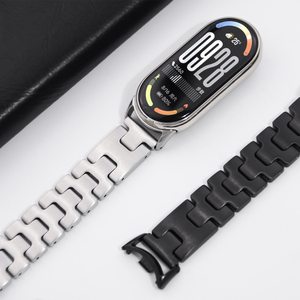 Correa de Reloj de Acero Inoxidable con Hebilla de Mariposa para Xiaomi Mi <span class=keywords><strong>Band</strong></span> 8/9/10, Correa de Metal con Patrón <span class=keywords><strong>H</strong></span> para Mi <span class=keywords><strong>Band</strong></span> 10/9/8 - Product Image 2