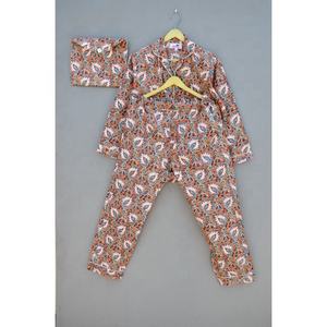 New Arrival Hand Block Print Pajamas Set for Women Indian Cotton <b>Night</b> <b>Dress</b> Floral Summer Pajamas for Adults - Product Image 1