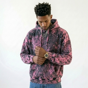 High Street Acid Wash <b>Men</b> <b>Pullover</b> Hoodie Marble Tie Dye Design Heavyweight Cotton Fleece Drop Shoulder Street Style Hoodie - Product Image 1