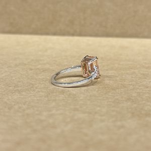 Elegant 14K White Gold Pink Lab Grown Emerald Cut <b>Diamond</b> <b>Ring</b> 4.42 CT Center 0.56 CT Side Stones Premium Wedding <b>Ring</b> - Product Image 3