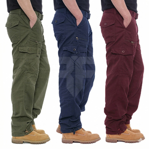 Multi Pocket Drawstring Cargo Plus Size <b>Overalls</b> Wholesale Straight Pants Cotton Casual Trousers Cotton Fabric Knitted - Product Image 1