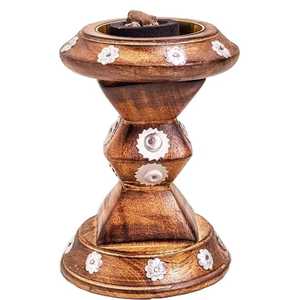 Modern <b>Hourglass</b> Wooden Tealight Candle Holder Natural Wood Grain Taper Stand for Wedding Centerpiece Living Room Dining - Product Image 1