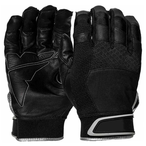 ถุงมือตีลูกเบสบอลหนังสีดำ ผ้าถัก ปิดด้วยแถบตีนตุ๊กแก สำหรับผู้ใหญ่ทุกเพศ ถุงมือฝึกซ้อม ทนทาน ใช้ได้ทั้งมือซ้ายและขวา ระบายอากาศได้ดี - Product Image 1