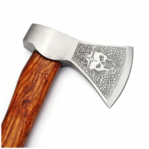 Hache Viking de qualité industrielle traditionnelle, lame en acier au carbone (4 3/4 de pouce de tranchant), manche en bois artisanal, survie - Product Image 3