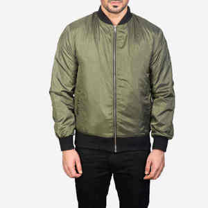 OEM Top Quality Outwear Zip Up <b>Men's</b> Bomber <b>Jackets</b> Custom Design <b>Lightweight</b> Fabric Rib Neck Loose Fit Flight Bomber <b>Jackets</b> - Product Image 1
