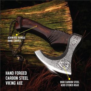 Hache à pizza viking artisanale avec lame en acier à haute teneur en carbone et manche en bois, marque THEWIZ CRAFTS, utilisation en cuisine, garantie de 3 ans - Product Image 6