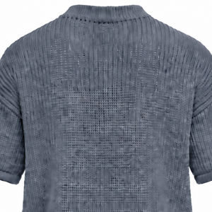 Camiseta de punto gris carbón para hombre, manga corta, cuello redondo, texturizada, informal, personalizada, estilo urbano, moda de verano, venta al por mayor - Product Image 4