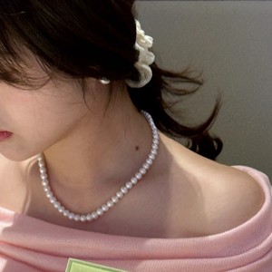 Collar de Perlas de Agua Dulce Naturales de Zhuji, Sin Núcleo, de 7-9 mm, Casi Redondas, con Luz Intensa y Extremadamente Delicadas - Product Image 2