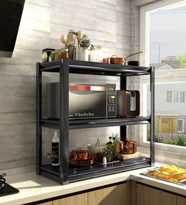 Single Tier Foldable Galvanized Steel <b>Kitchen</b> <b>Storage</b> <b>Rack</b> Heavy Duty Standing Microwave Oven Holder Modern Design Waterproof - Product Image 5